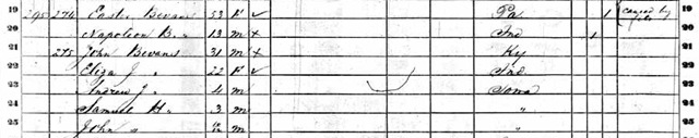 1860 Census for Ester Bevans Liberty, Marion, Iowa