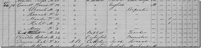1871 Census for Harriett Crowell in Windsor, N.S.