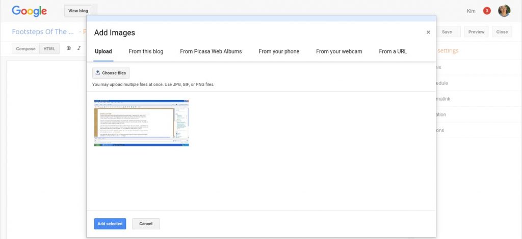 Adding images to Blogger | Footsteps of the Past