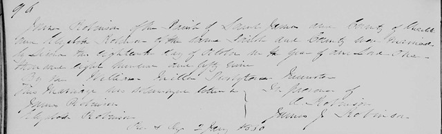 18 Oct. 1859 James S Robinson & Elizabeth Robinson